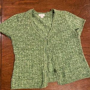 green/white cardigan